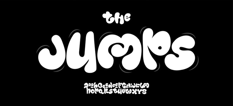 Plump Bold Font Logo Alphabet Playful Balloon Letter Set Modern Typography, Creative Typographic Design Funky Title Bubble Gum Headline Bouncy Type Logotype. Blob Graffiti Fonts. Vector Typeface