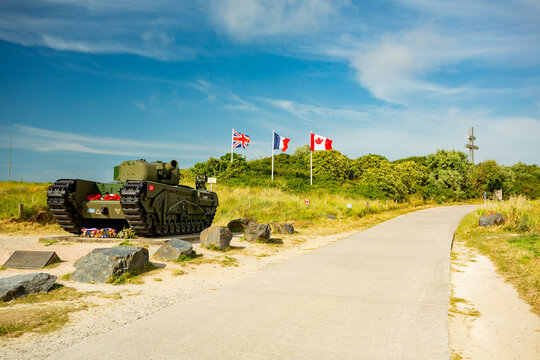 Courseulles-sur-Mer, France- June 20 2024: Juno beach in Normandy
