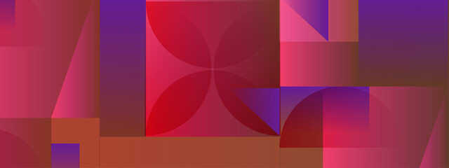 Fototapeta premium Rich red and burgundy geometric shapes creating a modern mosaic pattern with shadows