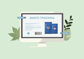 Digital hazardous waste tracking dashboard. Ideal for sustainability, compliance, or environmental management projects. Hazardous waste management concept. Vector illustration