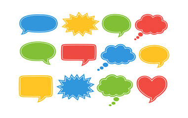 Colorful speech bubble and thought balloon set