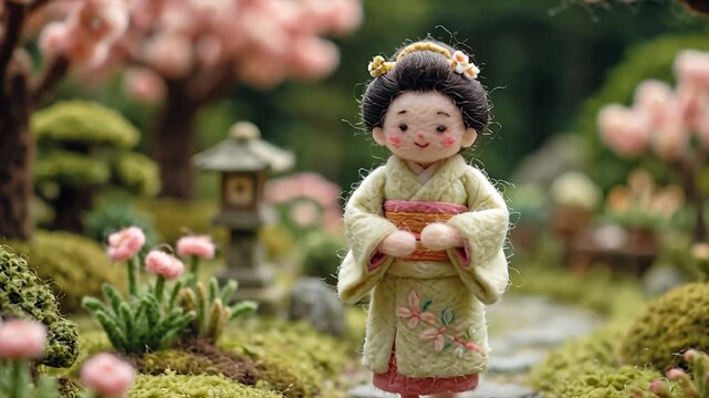 Enchanting Japanese Garden - A Miniature World of Cherry Blossoms and Tradition.