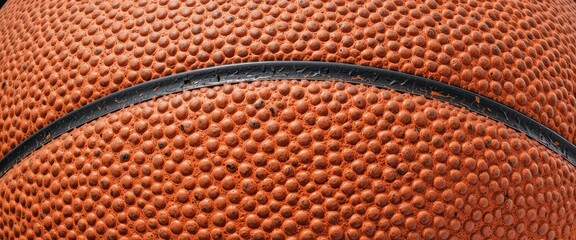 Basketball Skin CloseUp An orange tactile surface divided by a black seam