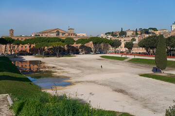 Circo Massimo (Circus Maximus), ancient roman chariot racing stadium in Rome, Italy