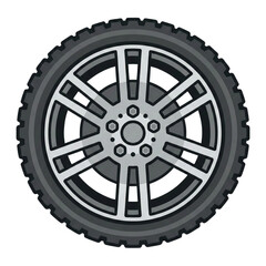Fototapeta premium Car wheel with alloy rim and tire isolated on white background