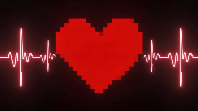 Timelapse of a Pixel Heart Beating Faster, Then Calming Into a Gentle Rhythmic Loop