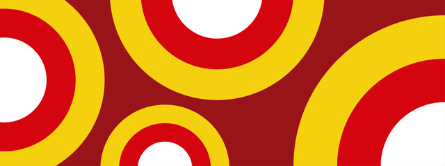 Fototapeta premium Sophisticated deep red background with overlapping yellow and orange circular patterns for elegant design