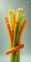 Carrot  Celery Cascade A vibrant dance of produce  droplets