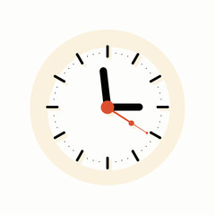 Minimalist Wall Clock with Black and Red Hands on a White Dial Illustrating Time Concept in Modern Decorative Style