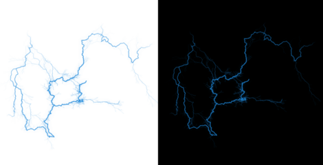 Blue abstract line art design on white and black backgrounds isolated on transparent background