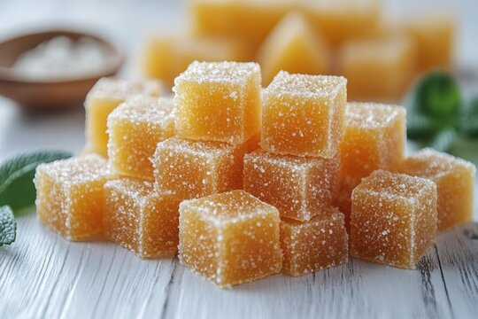 A close-up of cubed Indian sweets
