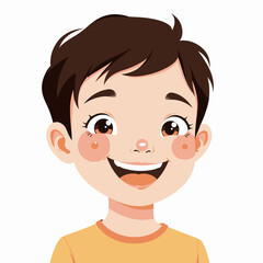 Obraz premium Illustration of a Happy Young Child with Short Hair and Big Eyes Wearing a Yellow Shirt
