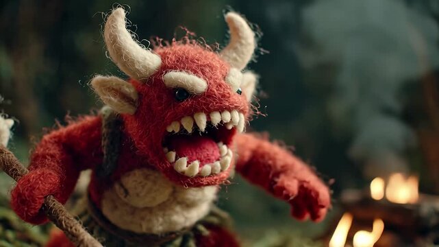 Stop Motion Devil Animation - A Fiery Forest Encounter.