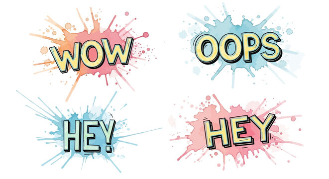 Vibrant Comic Speech Bubbles Explode with Surprise Expressions