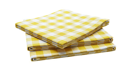 Stack of Yellow and White Gingham Napkins