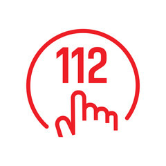 112 emergency icon on white background