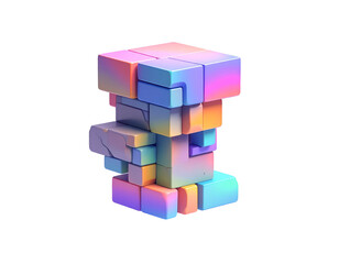 Obraz premium A stacked cuboid structure with a pastel iridescent finish