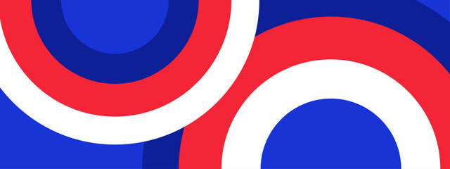 Obraz premium Minimalist abstract design featuring thick blue red and white concentric circles and rings