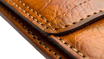 Obraz premium Close-up of rich, textured, brown leather with detailed stitching and a slight curve