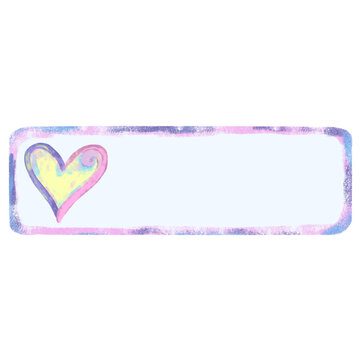 Cute blue gray watercolor blank colorful pastel colors happy valentines day name address label gift presents tag with heart love icon kids doodle illustration