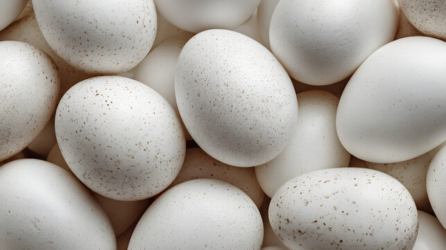 Close-up of white chicken eggs