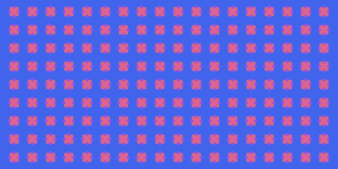 Abstract Pattern of Pink Crosses on Blue Background