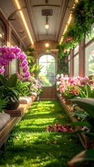 Orchids Inside a Train Car