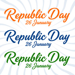Republic Day 26 January Typography Set in Tricolor Style 2D Vector Motion Graphic Illustration for Animation, Web and Poster Designs