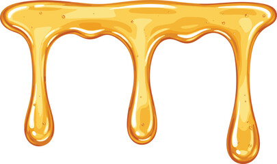 Delicious golden honey dripping or sweet syrup flowing down isolated on white background for food packaging, natural organic product branding, and dessert decoration. © MdGohurul