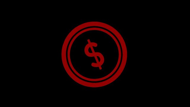 Animated red dollar icon with falling arrow showing financial crisis and economic decline.