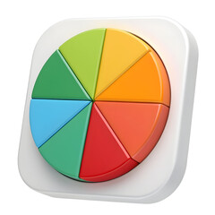 Obraz premium Vibrant pie chart with colorful segments on white background