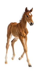Obraz premium Elegant Foal Walking on Isolated White Background