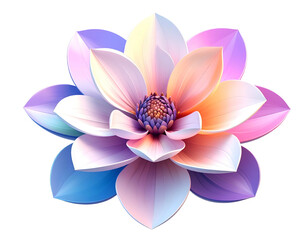 Fototapeta premium A stylized, multi-colored flower with smooth, overlapping petals on black