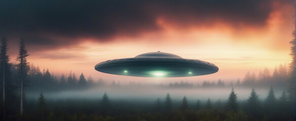 UFO, alien spaceship in the sky, invasion