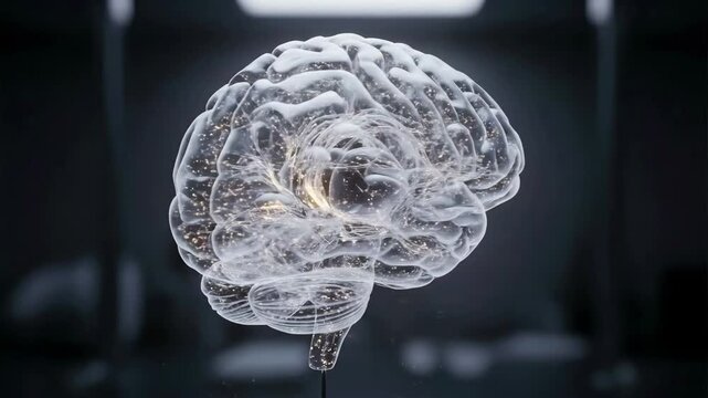 3D Transparent Human Brain Rotating in Slow Motion 4K Cinematic Footage Clip