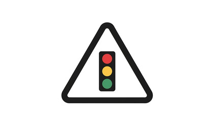 Cautionary traffic light symbol within a triangle indicating a warning for upcoming signal changes or potential hazards on the road ahead