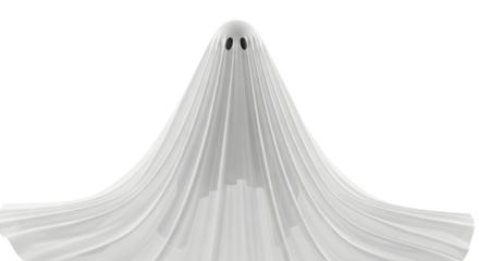 Ghost covered by white sheet with two black eyes