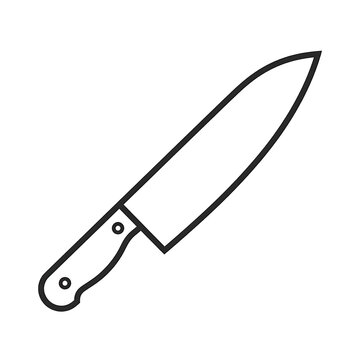 A clean, outlined image of a knife. Sharp, with simple black and white design on a white background