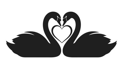 Black swans in love heart shape. © Payu