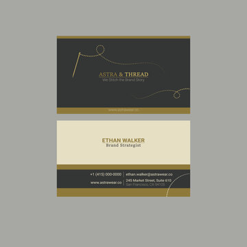 Traditional business card design featuring a needle and thread icon. Ideal for tailoring, fashion, embroidery, or handmade businesses. 
