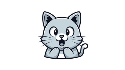 Fototapeta premium Cute cartoon cat peeking over a surface.