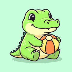 Obraz premium Cute crocodile playing with ball