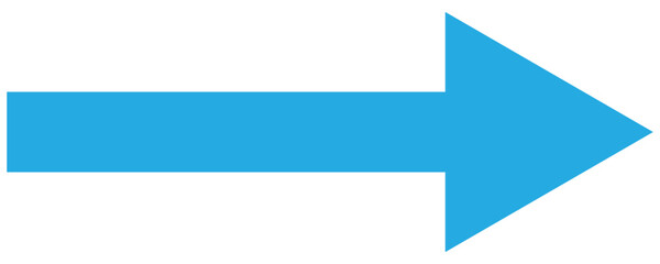 Fototapeta premium A straight long arrow icon, right large line, blue cursor, horizontal element, thick pointer vector long arrow icon. Illustration on white background. 