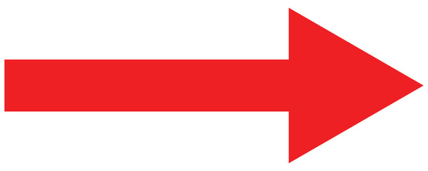 Long red arrow icon vector pointing to the right. Arrow shape element. large size red long arrow. Illustration on white background. Vector illustration.