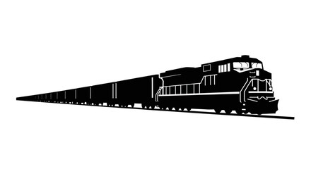 Obraz premium Freight train locomotive pulling cargo wagons on railway tracks.