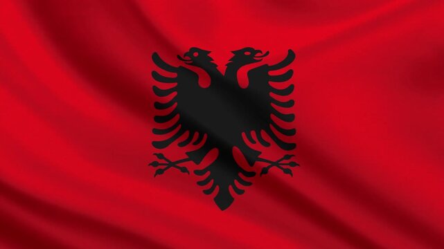 Albania flag waving looping footage Full 4K (3840 x 2160) Realistic Albania Flag Looping background. Looping Closeup Full 4K (3840 x 2160) footage. Albania country flags. November 28th