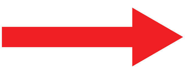 Long red arrow icon vector pointing to the right. Arrow shape element. large size red long arrow. Illustration on white background. Vector illustration.