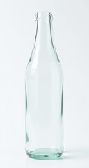 Empty Glass Water Bottle Isolated On White Background