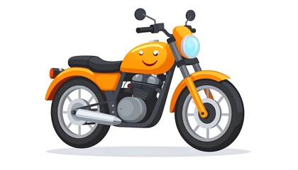 Obraz premium A cartoon orange motorcycle with a smiley face on the gas tank