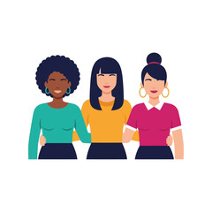 Fototapeta premium Women's Day vector clipart celebrating diversity, female friendship, empowerment, and unity illustration
